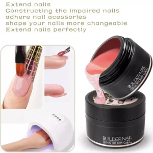 Pink Builder Nail Gel being applied for nail extension use