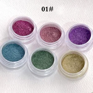 Mirror Chrome Nail Powder Set 01 with six bold metallic shades