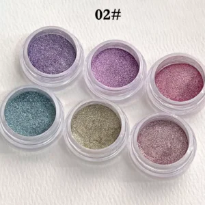 Mirror Chrome Nail Powder Set 02 with soft holographic pastel tones