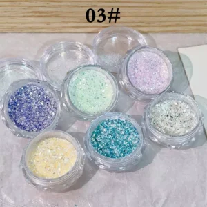 Set 03# with soft pastel nail glitter in lemon, mint, and lavender