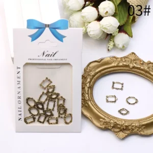 Set 03# vintage bronze nail frame charms with decorative tray and flowers