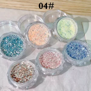 Set 04# glitter flakes in coral, mint, baby blue and rose shimmer