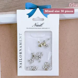 Bright silver sparkly nail crystals packaged for pro nail techs