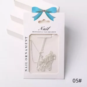Solid silver metal nail decoration chain in glossy finish
