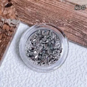 Silver chain nail art components with various bead sizes in 03# jar