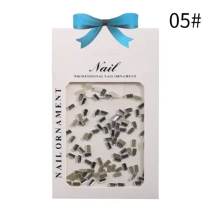Rectangular flat back rhinestones in polished silver tone