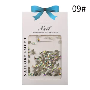 Holographic rhombus-shaped silver nail crystals for unique nail art