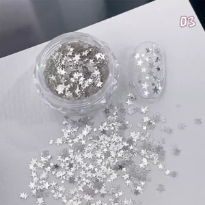 Silver reflective star glitter sequins for nail decoration use