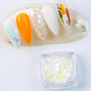 Pale yellow and white pastel love glitter for nails