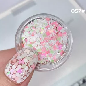 Pastel nail glitter sequins with butterfly and star shapes