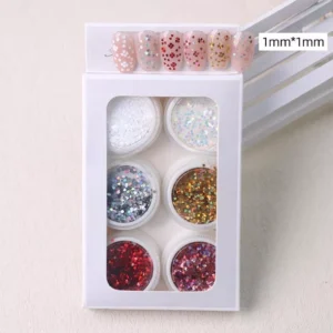 Retail-ready star glitter nail sequin set with ombré nail designs