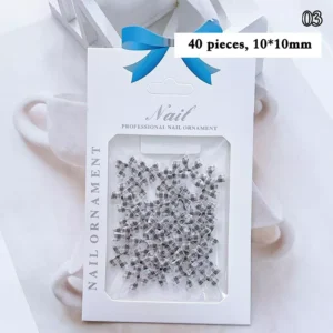 Black plaid thin line bow nail charms, 40 pieces, 10x10mm