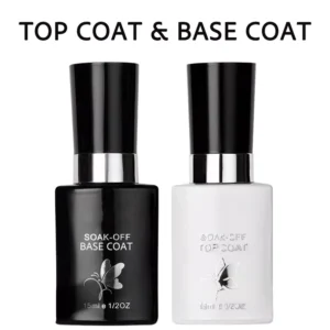 Top Coat and Base Coat set for gel nails with glossy and bonding formulas