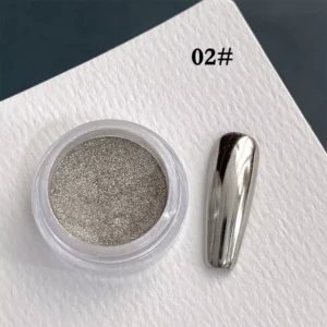 True silver Mirror Chrome Nail Powder with high-gloss metallic finish