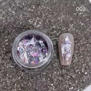 Twilight-inspired aurora chrome nail glitter in sequin shard mix