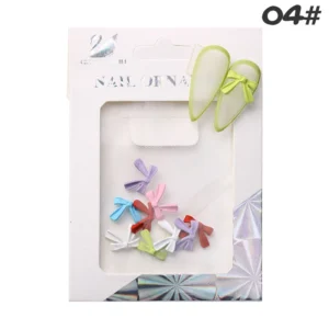 V-cut tail bow nail decorations in spring tones – Style 04#