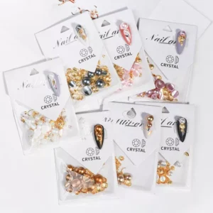 Full variety of packaged pearl and alloy nail charm kits