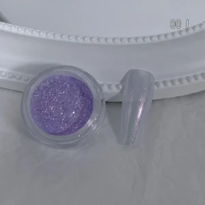 Starlight Glitter Nail Powder in violet with iridescent shine and fine sparkle effect