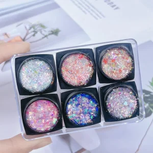 Vivid-tone iridescent glitter stickers for nails and face
