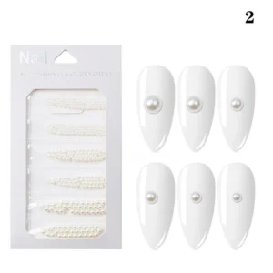 White pearl nail decorations in assorted sizes for elegant nail designs