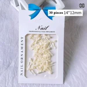 Yellow bow ribbon nail charms in a professional package with 30 pieces