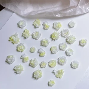 Yellow pastel resin flower charms with glossy 3D texture