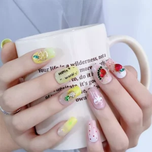 Zircon fruit nail charms with lemon and pineapple crystal fruit nail charms