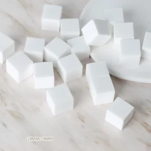 19mm white nail sponges laid out for polish blending use