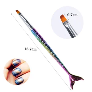 Angled light therapy nail brush with mermaid handle and 0.7cm wide tip
