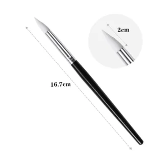 Sharp angle tip silicone nail brush measuring 16.7cm and 2cm tip
