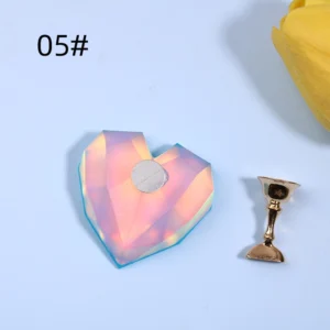 Blue-lavender gradient crystal heart nail base with tip holder, style 05