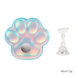 Blue iridescent cat paw nail stand with included holder