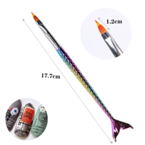 Large sawtooth nail brush with 1.2cm bristles and iridescent mermaid handle
