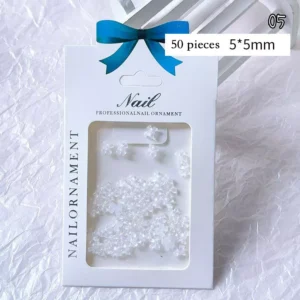5×5mm mini bow-shaped nail decorations in clear glossy resin