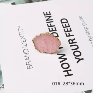 Irregular pink cloud-shaped metal nail palette with gold trim