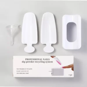 Full nail powder recycling kit including box, scoops, funnel, and packaging