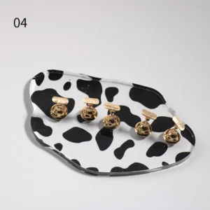 Large cow print nail display board with 5 golden tip holders
