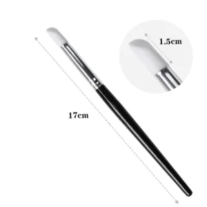 Flat round-tip nail art silicone brush, 17cm in length