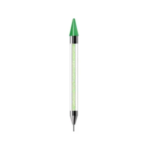 Green double-ended wax pen with neon crystal accents