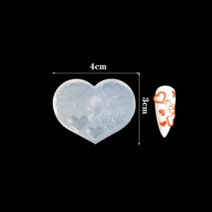 Heart nail mold with layered heart shapes for dimensional nail art