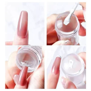 Step-by-step use of transparent jelly nail stamper for clean lines