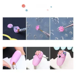 Step-by-step use of silicone nail mold for 3D gel flowers