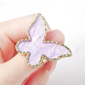 Lavender butterfly nail color palette ring in soft glossy resin