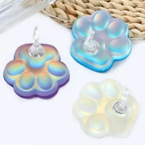 Three cat paw nail holders with clear acrylic tip mounts