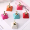 Set of colorful natural turquoise nail stands in assorted shapes for magnetic nail art display