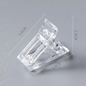 Acrylic nail clamp with dimension labels highlighting size and structure