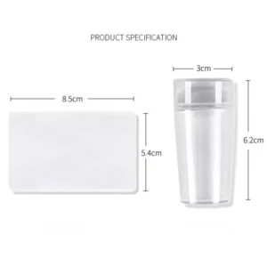 Flawless Nail Stamper and scraper with size dimensions labeled