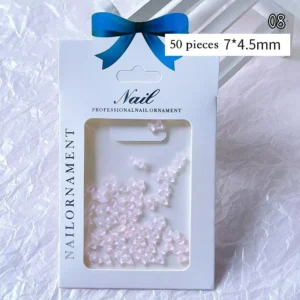 Classic pink mini bow nail decorations, semi-transparent resin