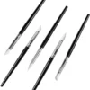 Precision silicone nail art pens set with black handles and white soft tips