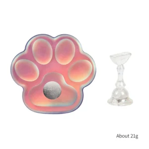 Purple-pink aurora cat paw nail stand with metallic plate